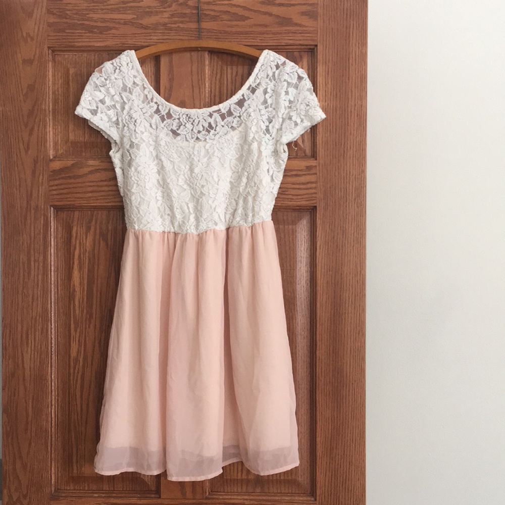 Cream and blush dress with lace top